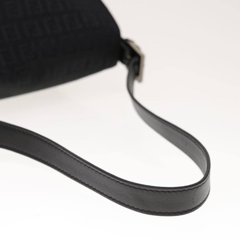 FENDI Zucchino Canvas Mamma Baguette Shoulder Bag Black Auth yk10291 - Picture 7 of 16